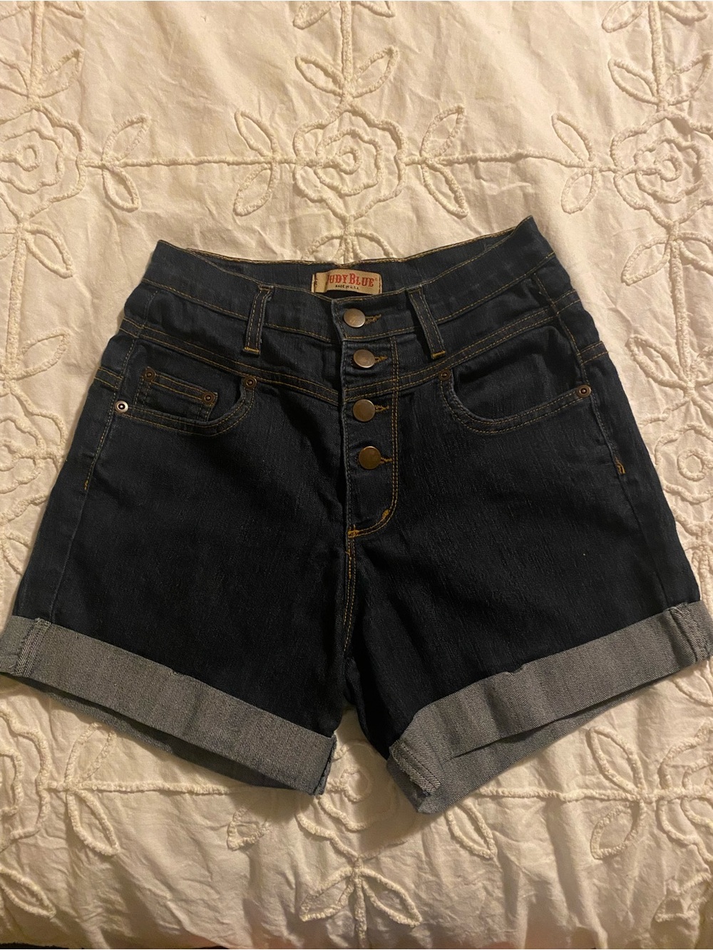 Judy Blue ModCloth Dark Wash High-Waist Denim Shorts